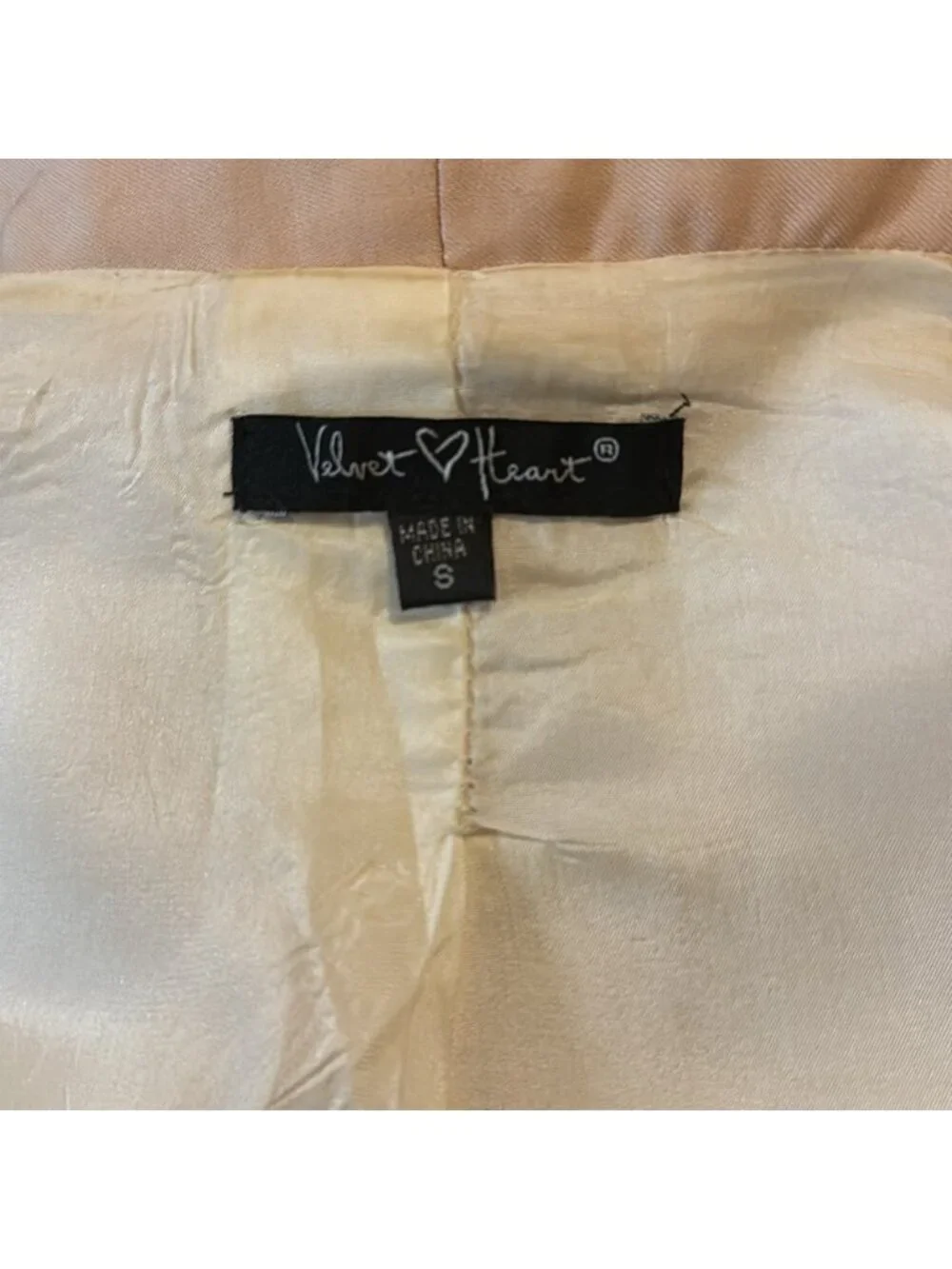 Pale Pink Velvet Heart Blazer - S